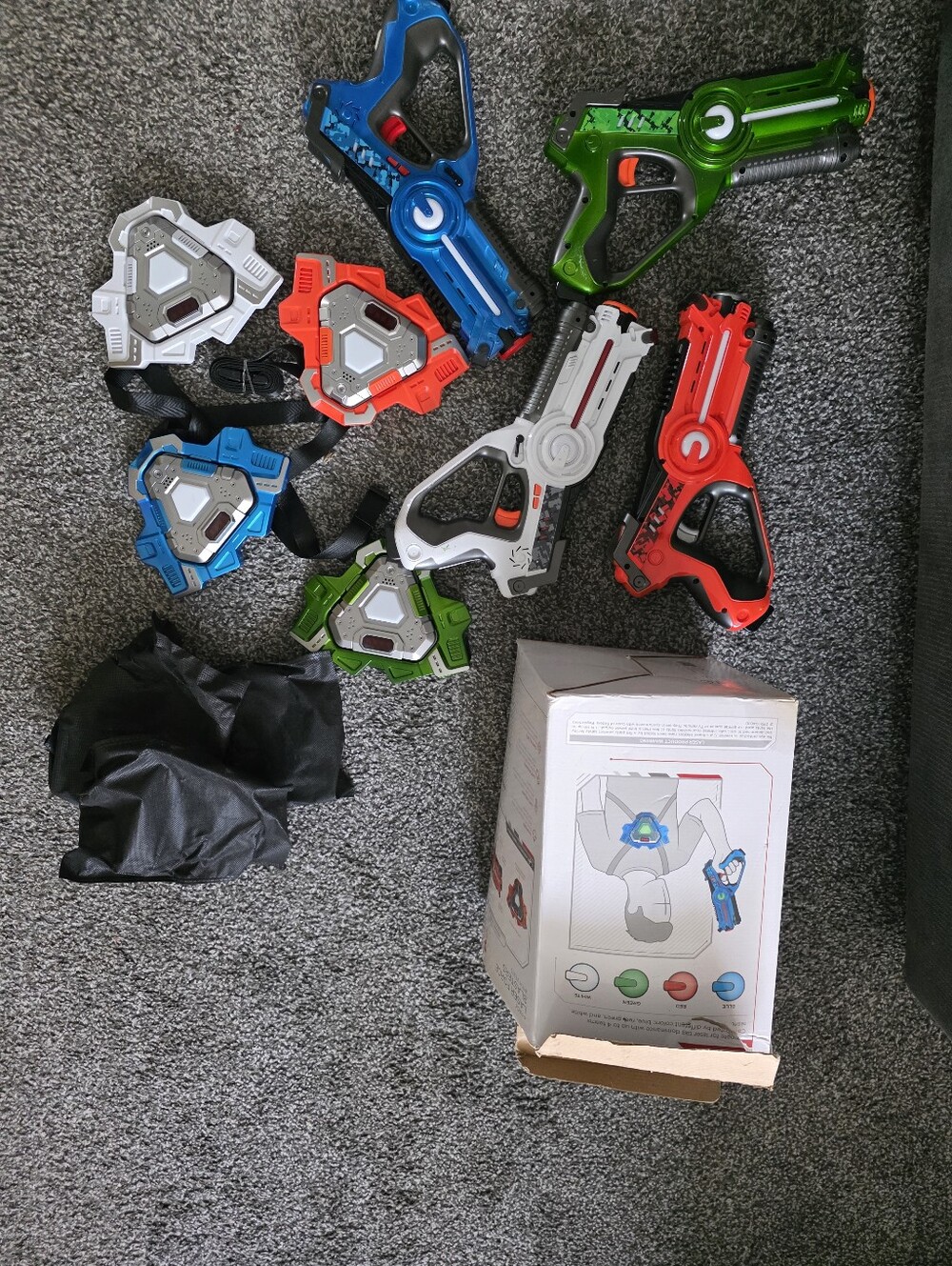 Kids Electronic Target Blaster Toy Set - Red, Blue, Green, White